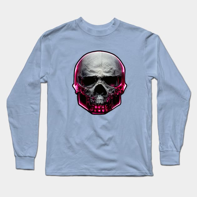 Cyber Neon Skull Long Sleeve T-Shirt by Edongski303 Teepublic Merch